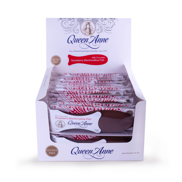 PARTY BOX - x24 50g Milk Chocolate Strawberry Marshmallow Fish