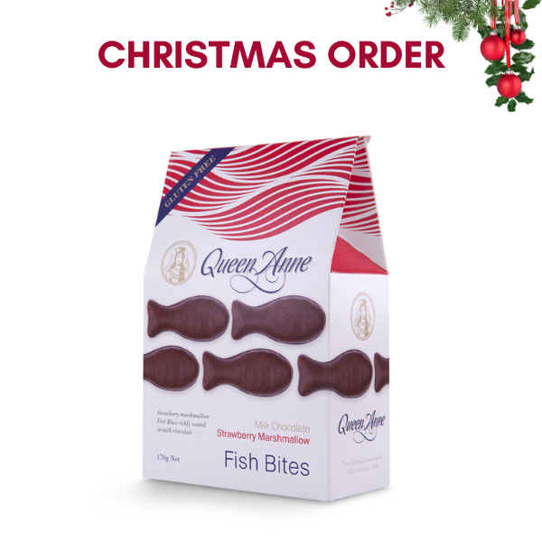 XMAS ORDER - Milk Chocolate Strawberry Marshmallow Fish Bites - 170g