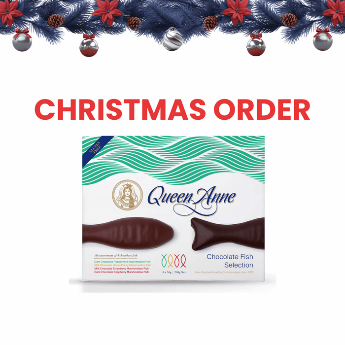 XMAS ORDER - Chocolate Fish Selection 200g (Peppermint, Hokey Pokey, Strawberry, Raspberry)