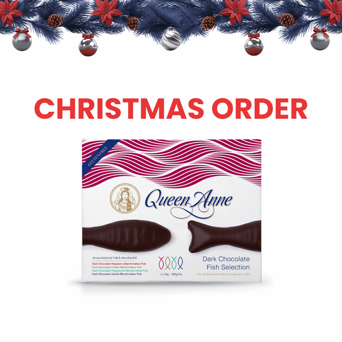 XMAS ORDER - Dark Chocolate Fish Selection 200g - (Raspberry, Coffee, Peppermint, Vanilla)