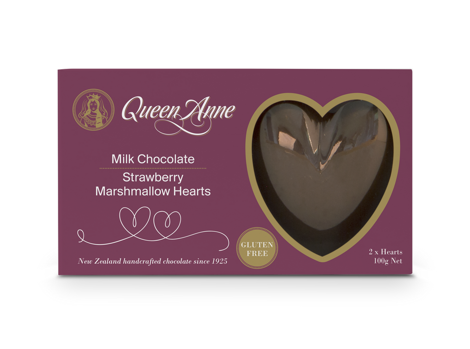Milk Chocolate Strawberry Marshmallow Hearts 100g