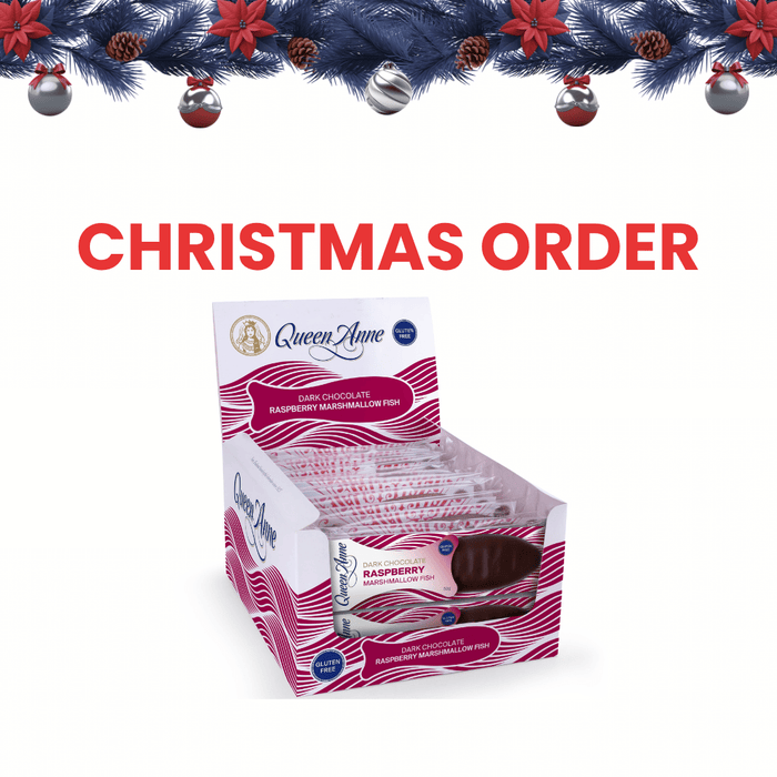 XMAS ORDER - PARTY BOX - x24 50g Dark Chocolate Raspberry Marshmallow Fish