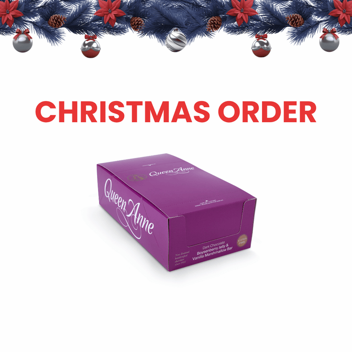 XMAS ORDER - PARTY BOX - x18 55g Dark Chocolate Boysenberry Jelly & Marshmallow Bars