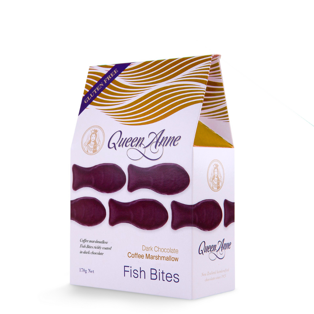 Dark Chocolate Coffee Marshmallow Fish Bites - 170g — Queen Anne Chocolates