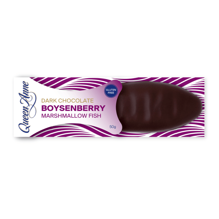 Dark Chocolate Boysenberry Marshmallow Fish 50g