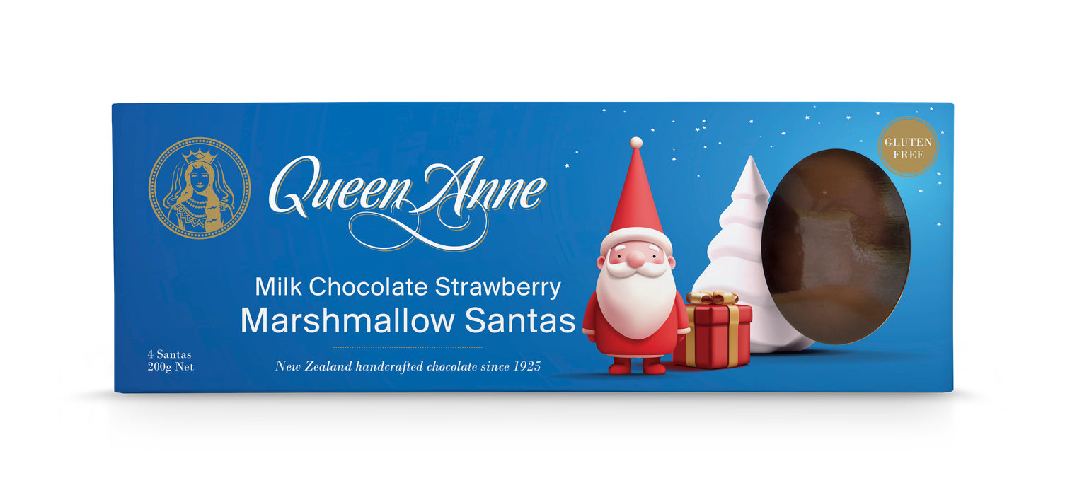 Milk Chocolate Strawberry Marshmallow Santas 200g