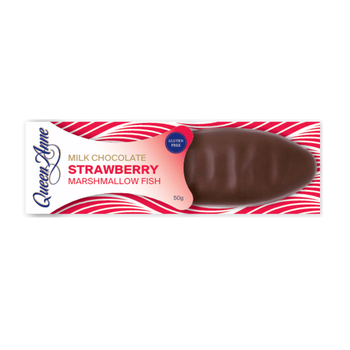 Milk Chocolate Strawberry Marshmallow Fish 50g