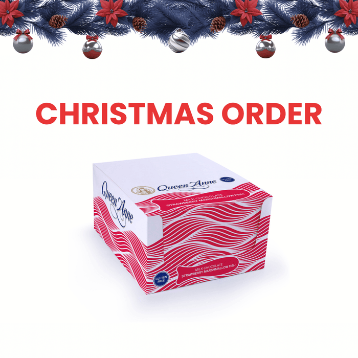XMAS ORDERS - PARTY BOX - x24 50g Milk Chocolate Strawberry Marshmallow Fish