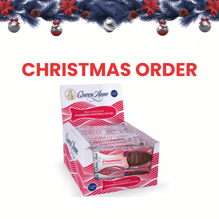 XMAS ORDERS - PARTY BOX - x24 50g Milk Chocolate Strawberry Marshmallow Fish