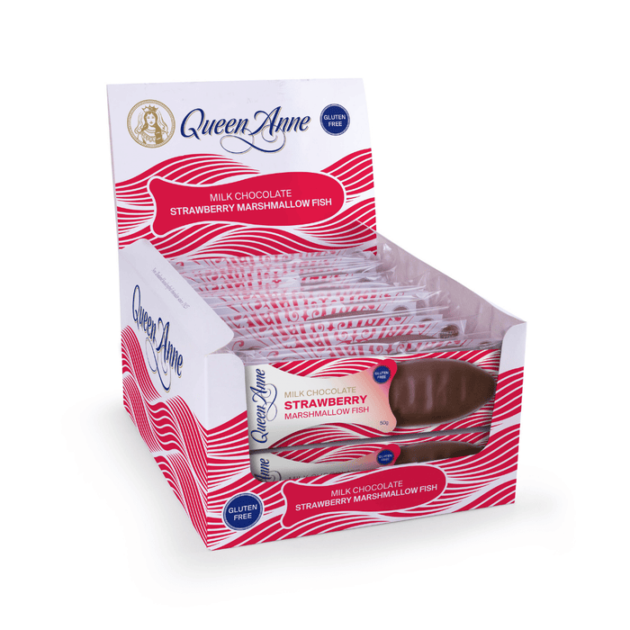 PARTY BOX - x24 50g Milk Chocolate Strawberry Marshmallow Fish