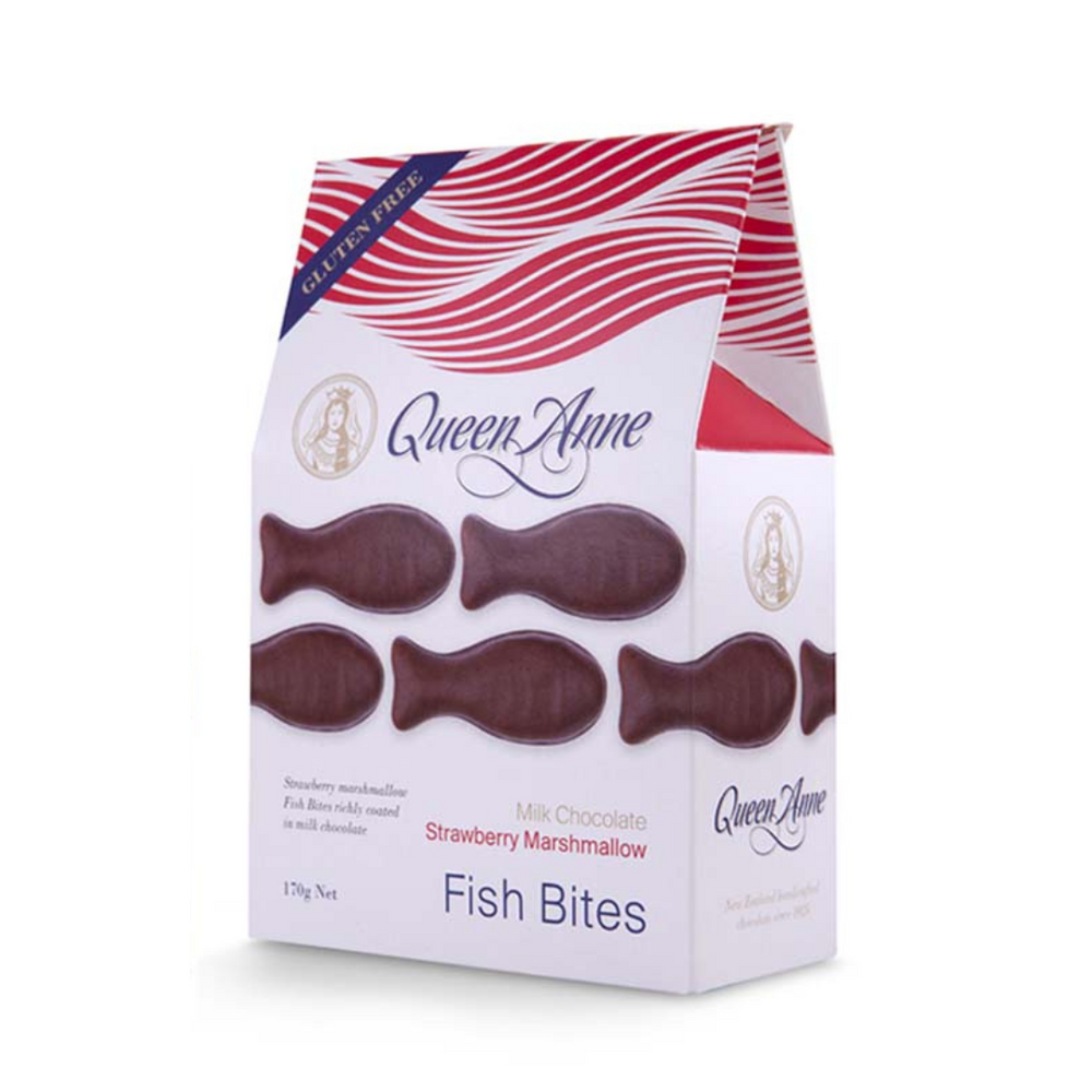 
            
                Load image into Gallery viewer, Milk Chocolate Strawberry Marshmallow Fish Bites 170g
            
        