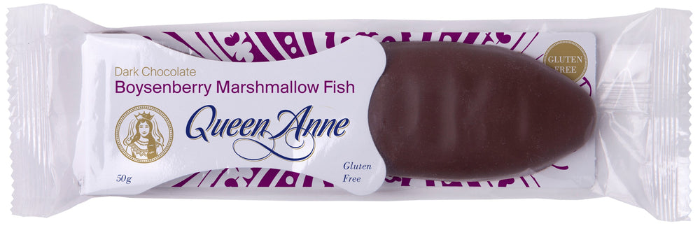 
            
                Load image into Gallery viewer, Dark Chocolate Boysenberry Marshmallow Fish 50g
            
        